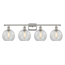 Athens Bath Vanity Light shown in the Polished Nickel finish with a Clear shade