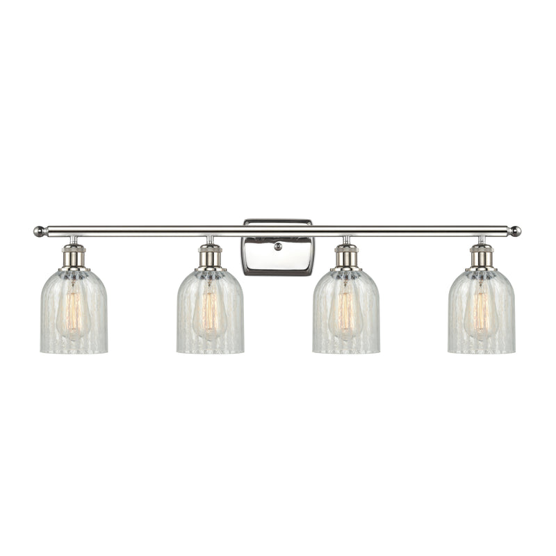 Caledonia Bath Vanity Light shown in the Polished Nickel finish with a Mouchette shade