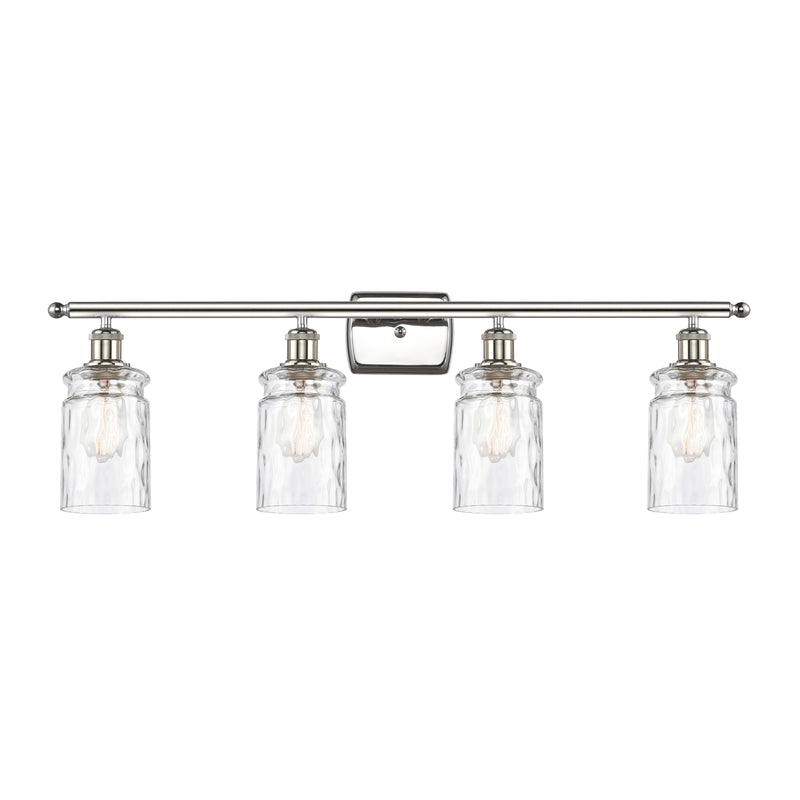 Candor Bath Vanity Light shown in the Polished Nickel finish with a Clear Waterglass shade