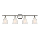 Brookfield Bath Vanity Light shown in the Polished Nickel finish with a White shade