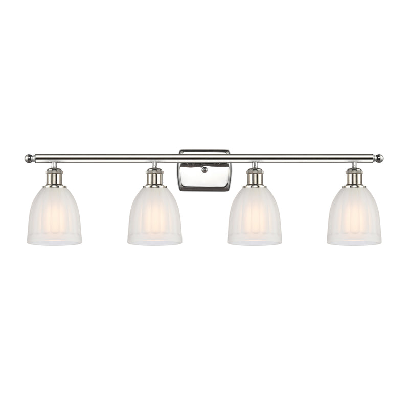 Brookfield Bath Vanity Light shown in the Polished Nickel finish with a White shade