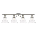 Ballston Cone Bath Vanity Light shown in the Polished Nickel finish with a Seedy shade