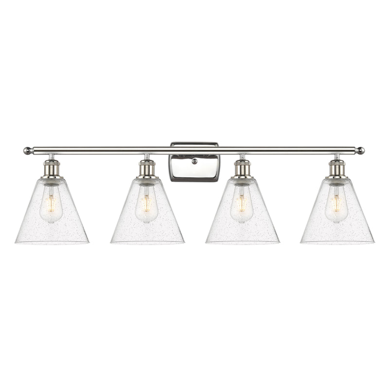 Ballston Cone Bath Vanity Light shown in the Polished Nickel finish with a Seedy shade