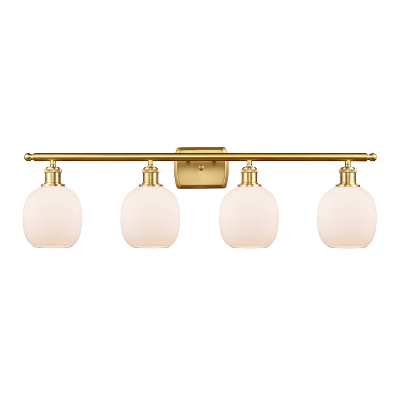 Belfast Bath Vanity Light shown in the Satin Gold finish with a Matte White shade