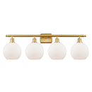 Athens Bath Vanity Light shown in the Satin Gold finish with a Matte White shade