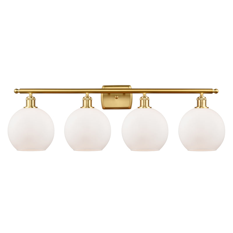 Athens Bath Vanity Light shown in the Satin Gold finish with a Matte White shade