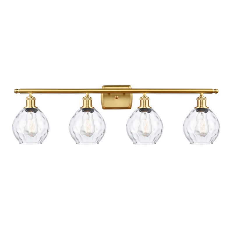 Waverly Bath Vanity Light shown in the Satin Gold finish with a Clear shade