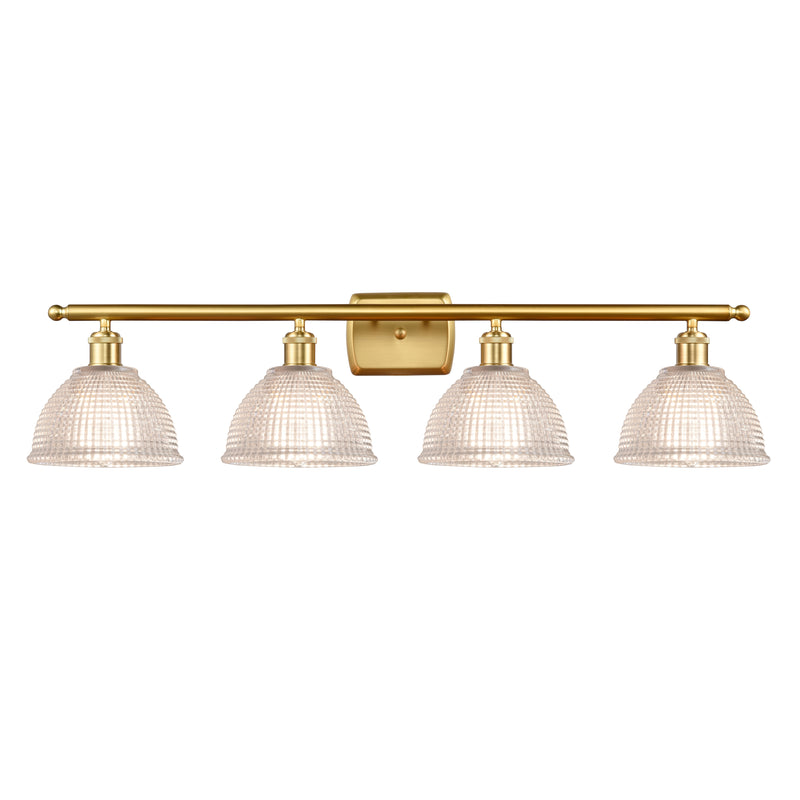 Arietta Bath Vanity Light shown in the Satin Gold finish with a Clear shade