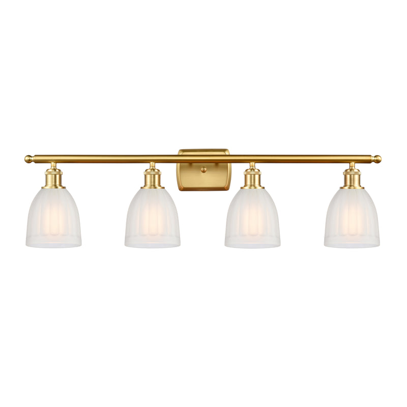 Brookfield Bath Vanity Light shown in the Satin Gold finish with a White shade