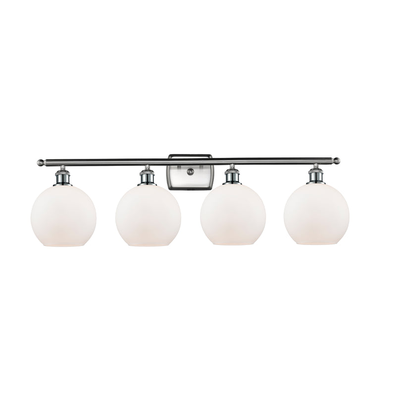 Athens Bath Vanity Light shown in the Brushed Satin Nickel finish with a Matte White shade