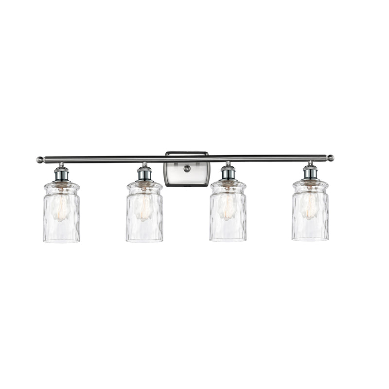 Candor Bath Vanity Light shown in the Brushed Satin Nickel finish with a Clear Waterglass shade