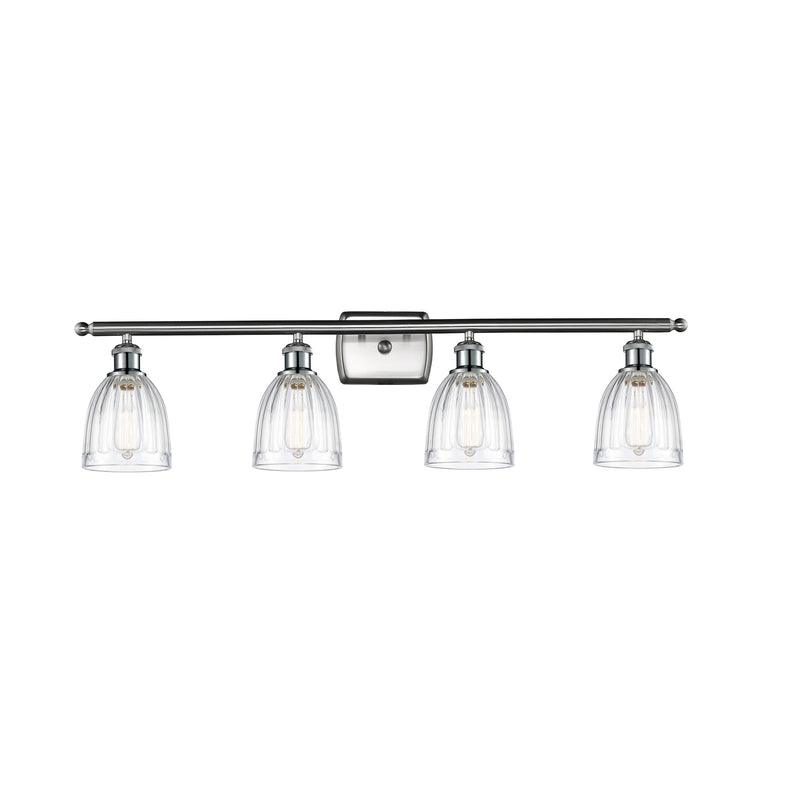 Brookfield Bath Vanity Light shown in the Brushed Satin Nickel finish with a Clear shade