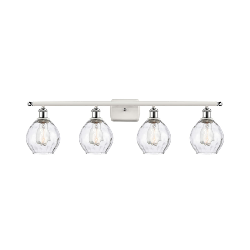 Waverly Bath Vanity Light shown in the White and Polished Chrome finish with a Clear shade