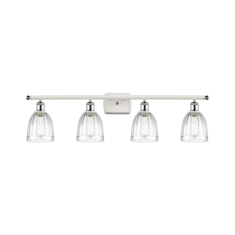 Brookfield Bath Vanity Light shown in the White and Polished Chrome finish with a Clear shade