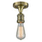 Bare Bulb Semi-Flush Mount shown in the Antique Brass finish