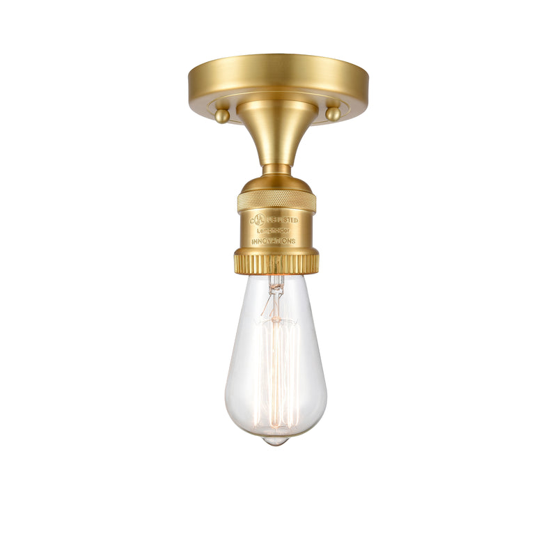 Bare Bulb Semi-Flush Mount shown in the Satin Gold finish