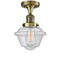 Oxford Semi-Flush Mount shown in the Antique Brass finish with a Seedy shade