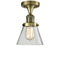 Cone Semi-Flush Mount shown in the Antique Brass finish with a Clear shade