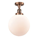 Beacon Semi-Flush Mount shown in the Antique Copper finish with a Matte White shade