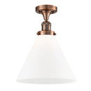 Cone Semi-Flush Mount shown in the Antique Copper finish with a Matte White shade