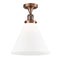 Cone Semi-Flush Mount shown in the Antique Copper finish with a Matte White shade