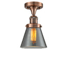 Cone Semi-Flush Mount shown in the Antique Copper finish with a Plated Smoke shade