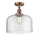 Bell Semi-Flush Mount shown in the Antique Copper finish with a Clear shade