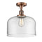 Bell Semi-Flush Mount shown in the Antique Copper finish with a Clear shade