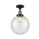 Beacon Semi-Flush Mount shown in the Black Antique Brass finish with a Seedy shade