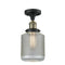 Stanton Semi-Flush Mount shown in the Black Antique Brass finish with a Clear Wire Mesh shade