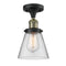 Cone Semi-Flush Mount shown in the Black Antique Brass finish with a Clear shade