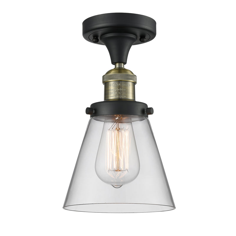 Cone Semi-Flush Mount shown in the Black Antique Brass finish with a Clear shade