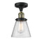 Cone Semi-Flush Mount shown in the Black Antique Brass finish with a Seedy shade