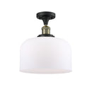 Bell Semi-Flush Mount shown in the Black Antique Brass finish with a Matte White shade