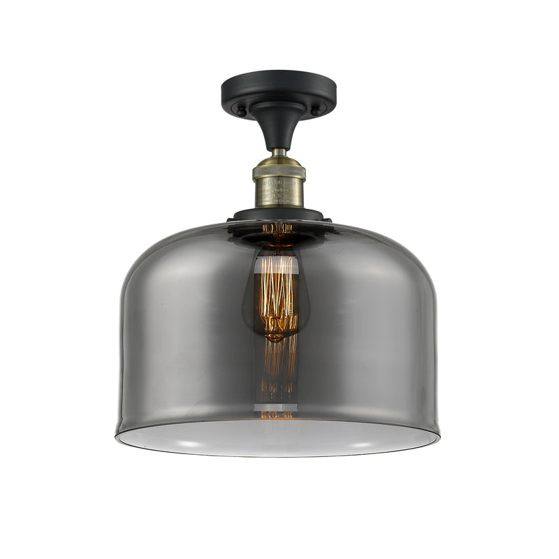 Bell Semi-Flush Mount shown in the Black Antique Brass finish with a Plated Smoke shade