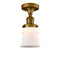 Canton Semi-Flush Mount shown in the Brushed Brass finish with a Matte White shade