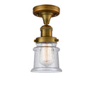 Canton Semi-Flush Mount shown in the Brushed Brass finish with a Seedy shade