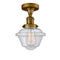 Oxford Semi-Flush Mount shown in the Brushed Brass finish with a Seedy shade