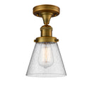 Cone Semi-Flush Mount shown in the Brushed Brass finish with a Seedy shade