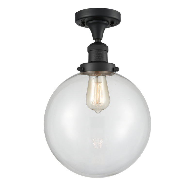 Beacon Semi-Flush Mount shown in the Matte Black finish with a Clear shade