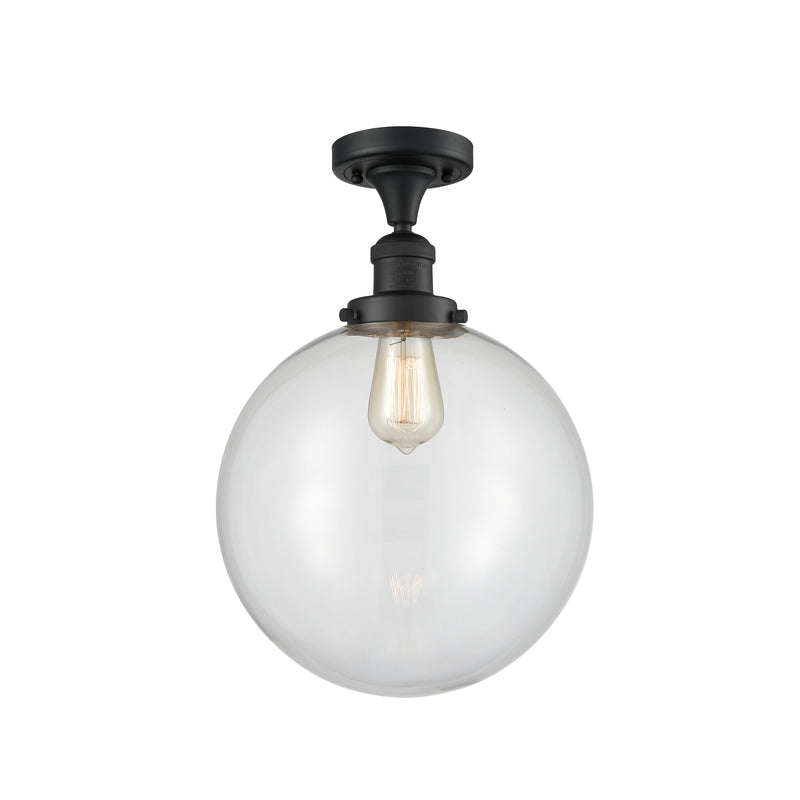 Beacon Semi-Flush Mount shown in the Matte Black finish with a Clear shade