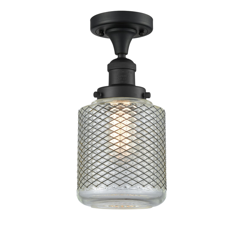 Stanton Semi-Flush Mount shown in the Matte Black finish with a Clear Wire Mesh shade