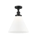 Cone Semi-Flush Mount shown in the Matte Black finish with a Matte White shade