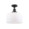 Bell Semi-Flush Mount shown in the Matte Black finish with a Matte White shade