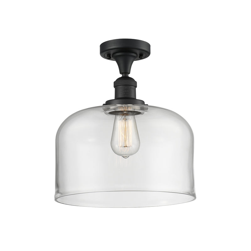 Bell Semi-Flush Mount shown in the Matte Black finish with a Clear shade