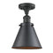 Appalachian Semi-Flush Mount shown in the Matte Black finish with a Matte Black shade