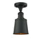 Addison Semi-Flush Mount shown in the Matte Black finish with a Matte Black shade