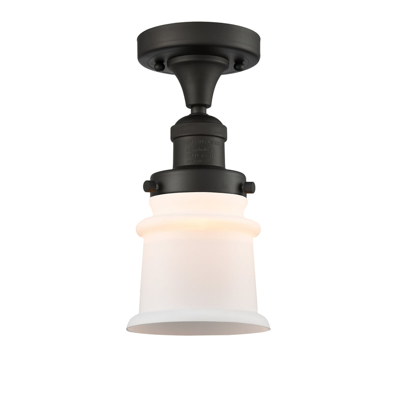 Canton Semi-Flush Mount shown in the Oil Rubbed Bronze finish with a Matte White shade