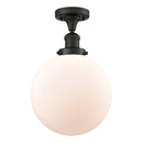 Beacon Semi-Flush Mount shown in the Oil Rubbed Bronze finish with a Matte White shade