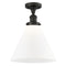 Cone Semi-Flush Mount shown in the Oil Rubbed Bronze finish with a Matte White shade